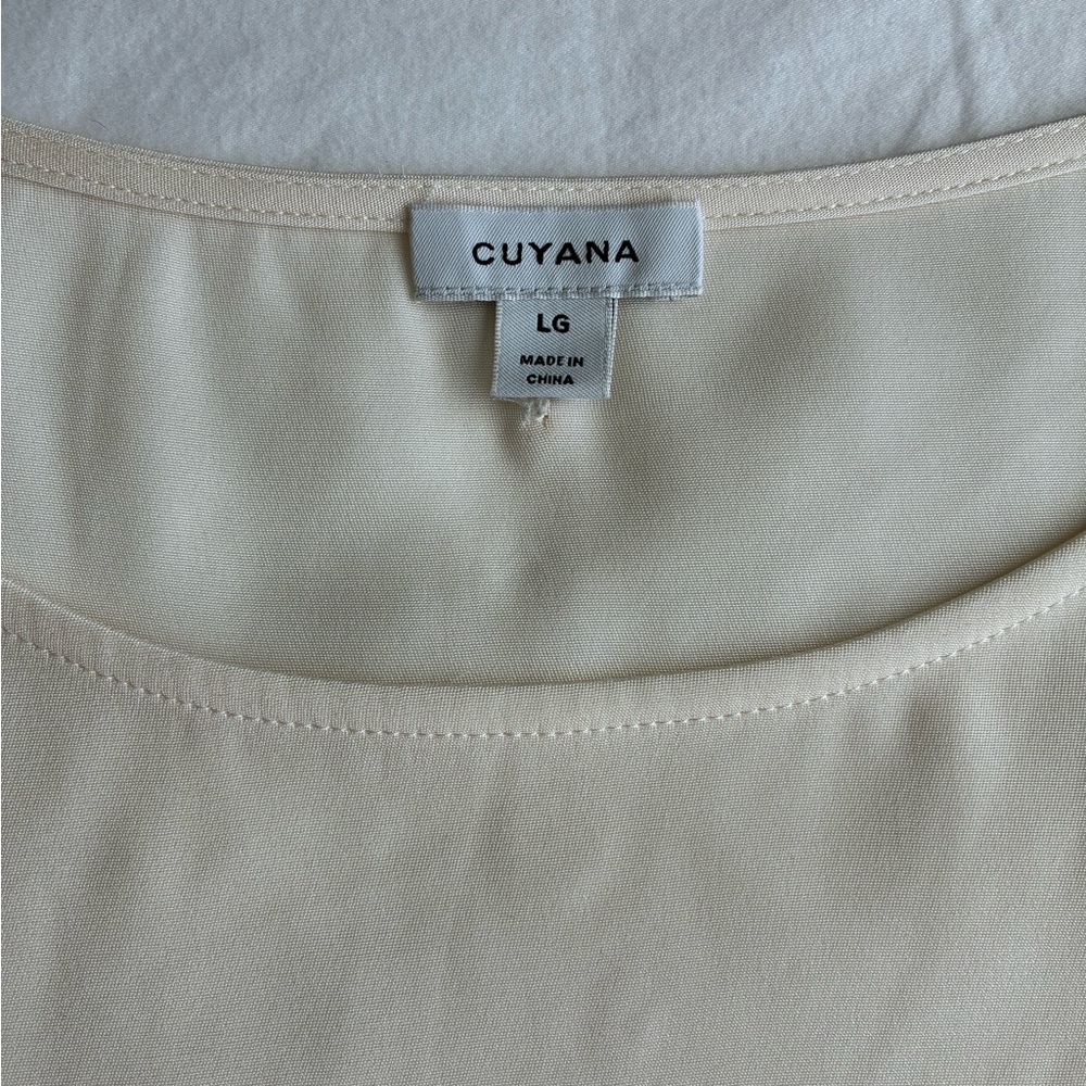 NWOT Cuyana Cropped Silk Tee (Earlier Version) in Cream, Size Large
